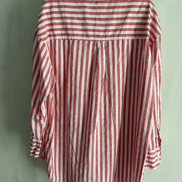 H&M Linen-Blend Shirt in Red Stripe - Picture 8 of 8